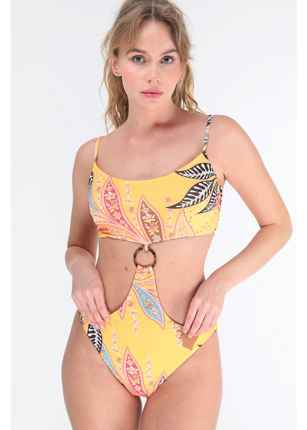 Tropik Desenli Yüzücü Mayo