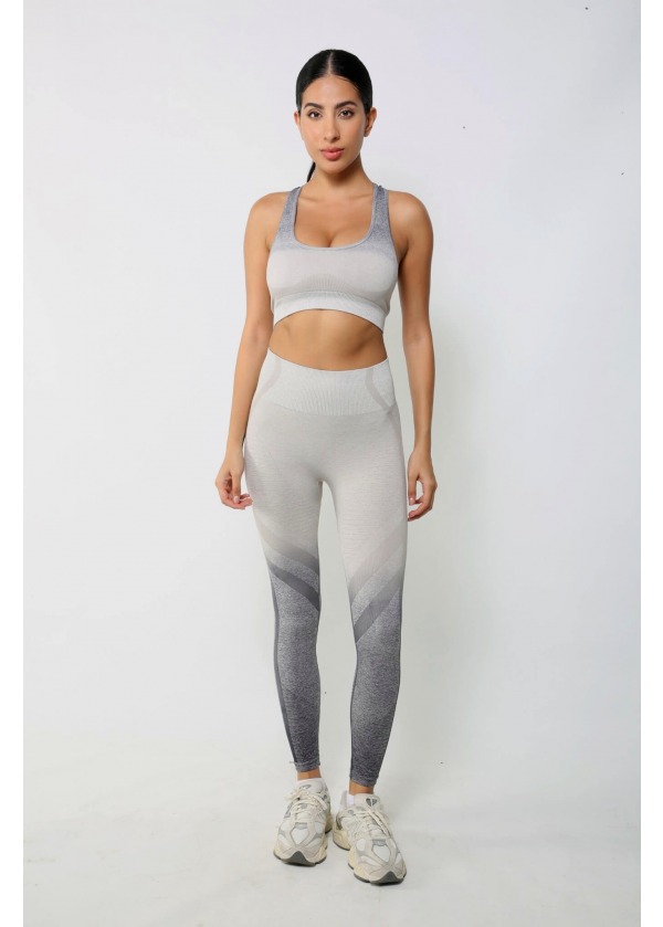 Yüksek Bel Dikişsiz Toparlayıcı Spor Tayt – Gri