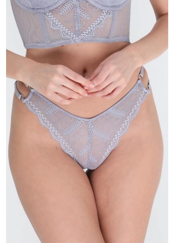 Dantel Detaylı Gri Külot