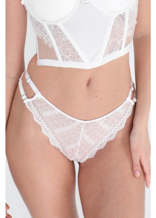 Kristal Askılı Beyaz Dantel Külot