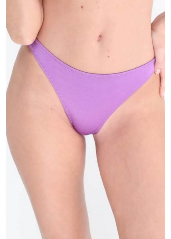 Lila Çiçek Desenli Üçgen Bikini Alt 