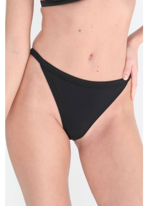 Siyah Halka Detaylı Üçgen Bikini Alt