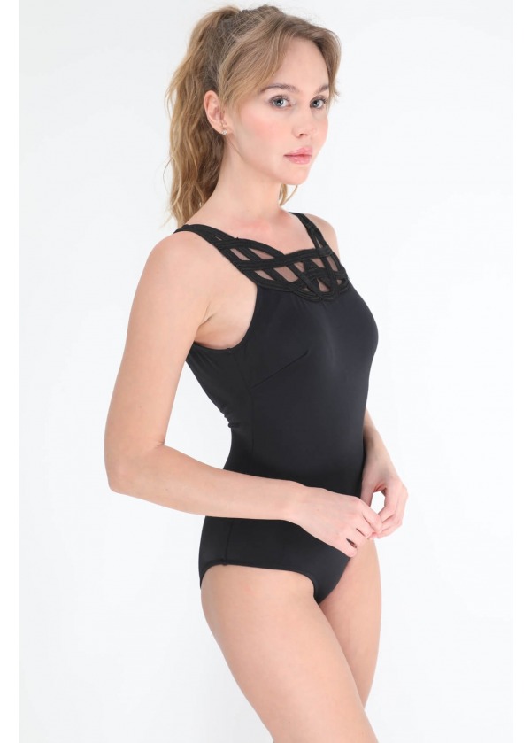 Siyah Örgü Detaylı Tek Parça Mayo