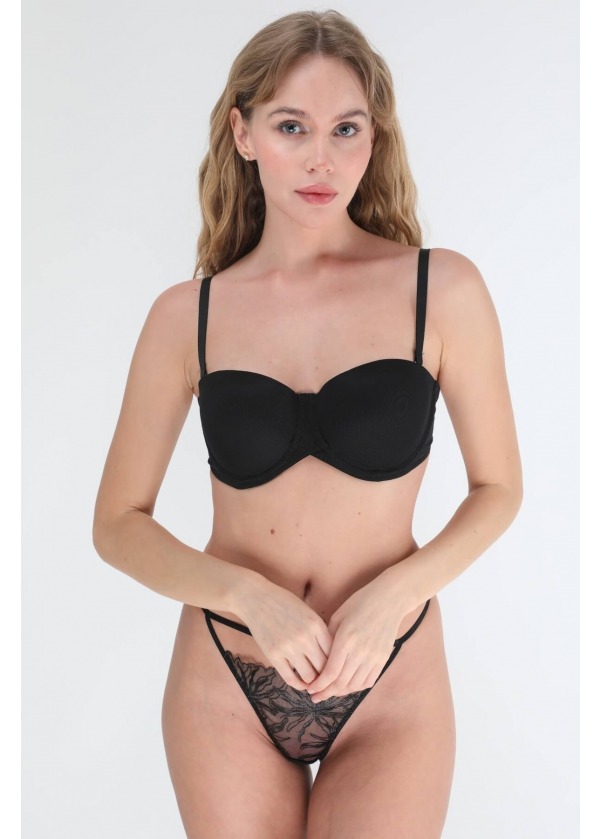 Siyah Düz Kaplı Sütyen