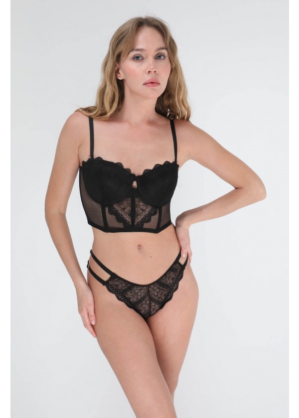 Siyah Dantel Büstiyer 