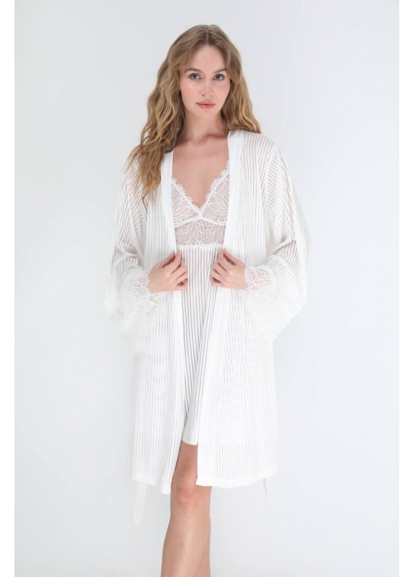 Dantel Detaylı Şifon Sabahlık