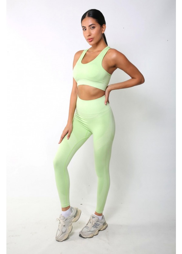 Dikişsiz Toparlayıcı Süper Esnek Yüksek Bel Tayt – Yeşil