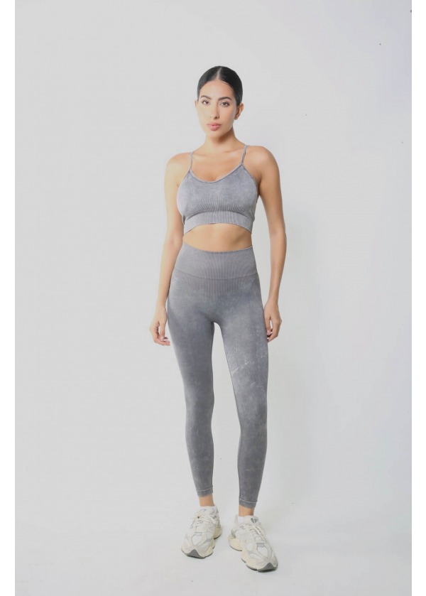 Seamless Kadın Yüksek Bel Spor Tayt – Mineral Gri, Toparlayıcı, Şekil Verici & Nefes Alan