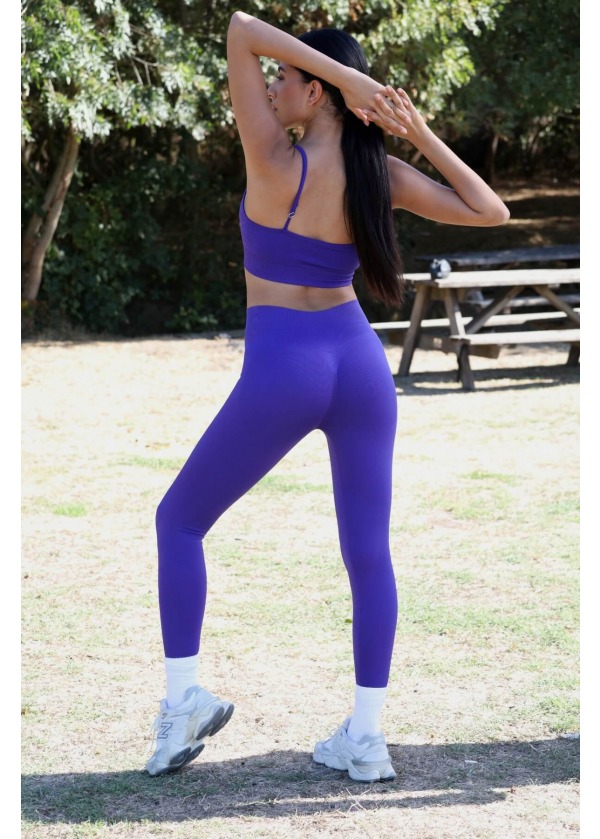 Dikişsiz Toparlayıcı Süper Esnek Yüksek Bel Tayt – Mor