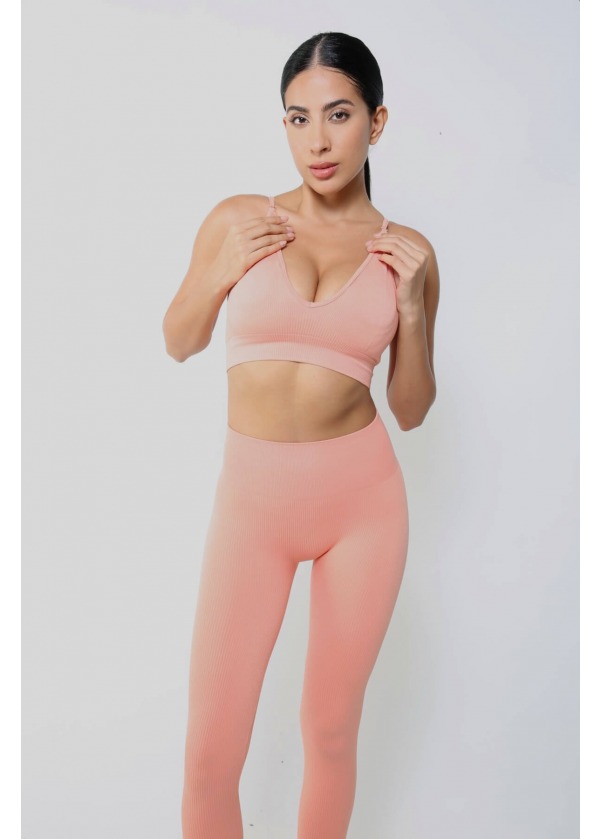 Dikişsiz Toparlayıcı Süper Esnek Spor Bra – Somon